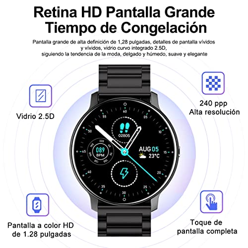 EASYTAO Smartwatch Hombre, Reloj Inteligente Impermeable IPX67, Monitor De Frecuencia Cardíaca/Oxígeno en Sangre/Presión Arterial, Múltiples Modos Deportivos, Monitor De Calorías(Incluye Dos Correas)